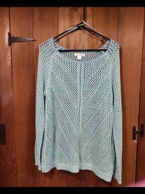 JohnPaulRichard Mint Open-Knit Scoop Neck Sweater